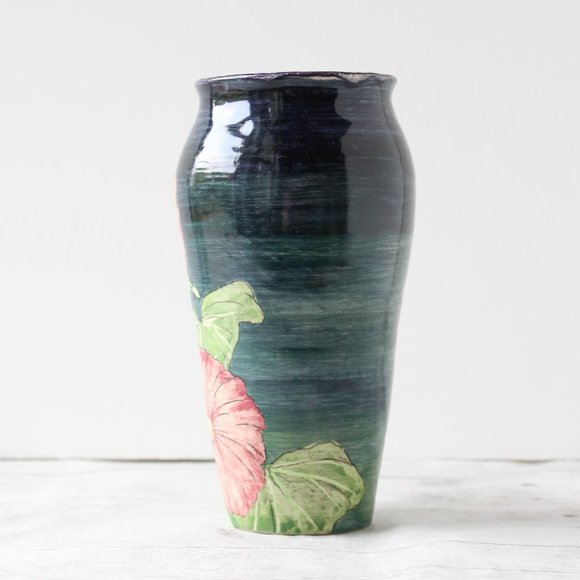 Lakshmi Design Pottery Hand Painted Floral Vase 82 - Picture 8 of 13